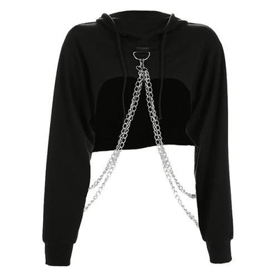 Exxtra Crop Chained Hoodie