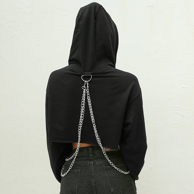 Exxtra Crop Chained Hoodie